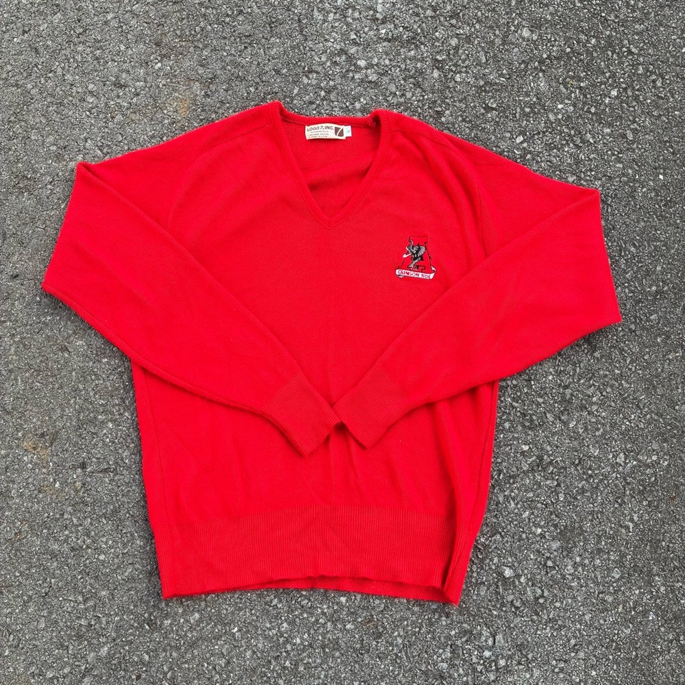 Vtg. 1970s Logo7 Alabama Crimson Tide Embroidered Sweater Size Large